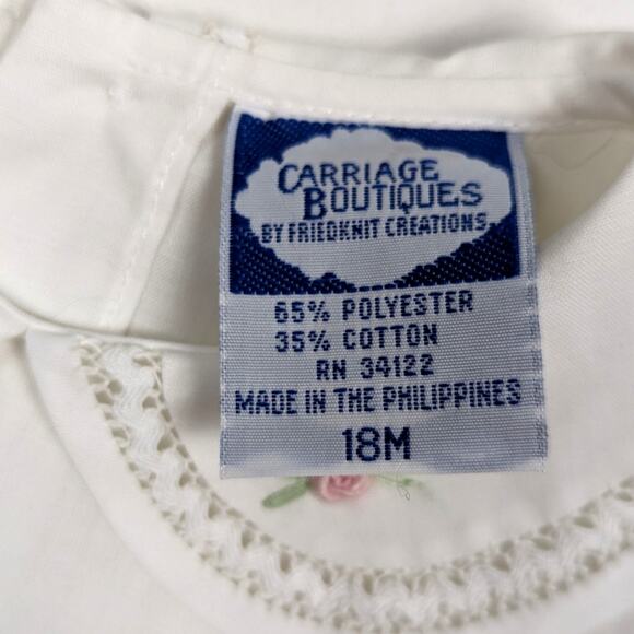 Vtg Carriage Boutiques Dress Girls Sz 18m Smocked White Dainty Spring Heirloom - Picture 8 of 8